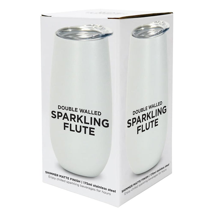 Sparkling Flute ??Double Walled ??Stainless Steel - Pearl - Shimmer Matte