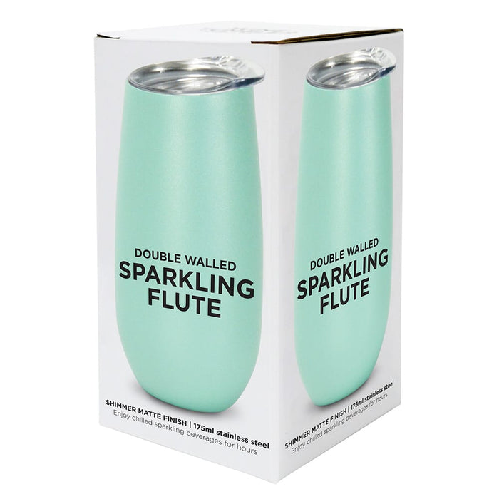 Sparkling Flute ??Double Walled ??Stainless Steel - Mint - Shimmer Matte