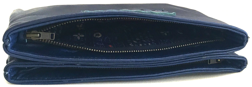 Navy Blue Leather Maggie Wallet