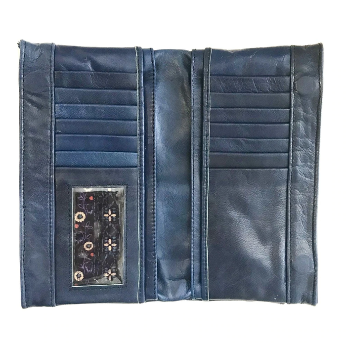 Navy Blue Leather Maggie Wallet