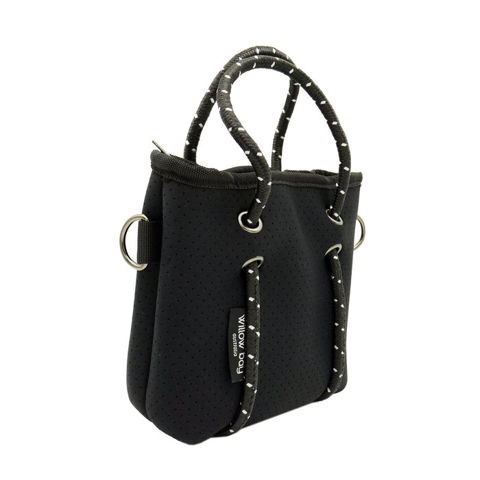 BOUTIQUE TINY NEOPRENE TOTE BAG WITH ZIP - BLACK