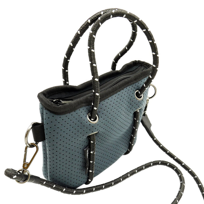 BOUTIQUE TINY NEOPRENE TOTE BAG WITH ZIP - CHARCOAL