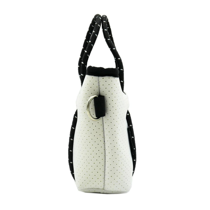 BOUTIQUE TINY NEOPRENE TOTE BAG WITH ZIP - WHITE