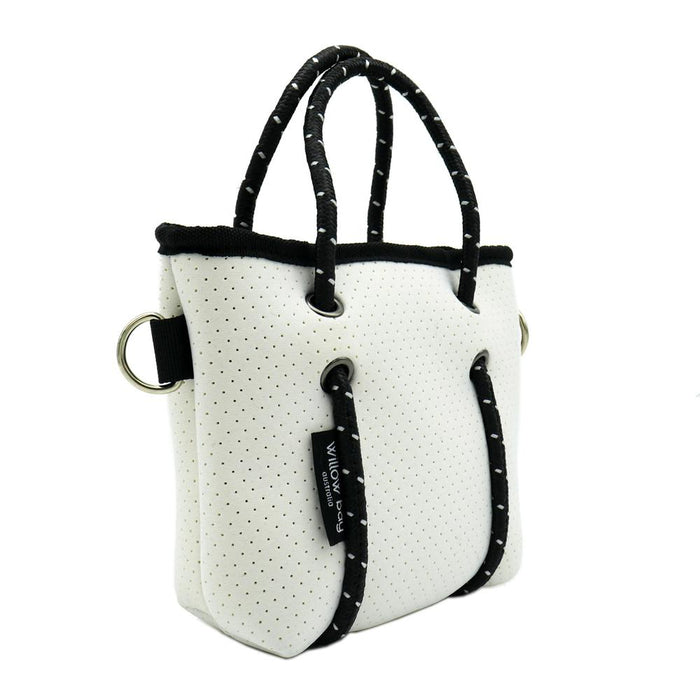 BOUTIQUE TINY NEOPRENE TOTE BAG WITH ZIP - WHITE