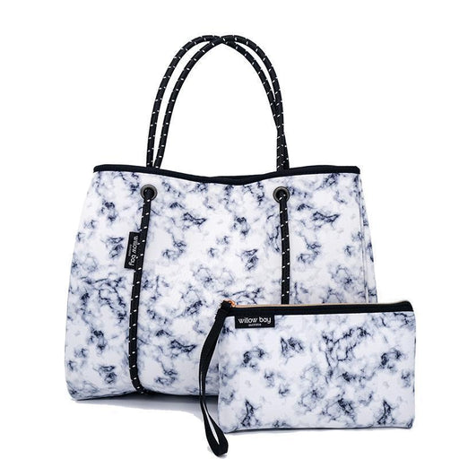 Willow Bay, BDAYDREAMER Neoprene Tote with Closure, Color:MARBLE