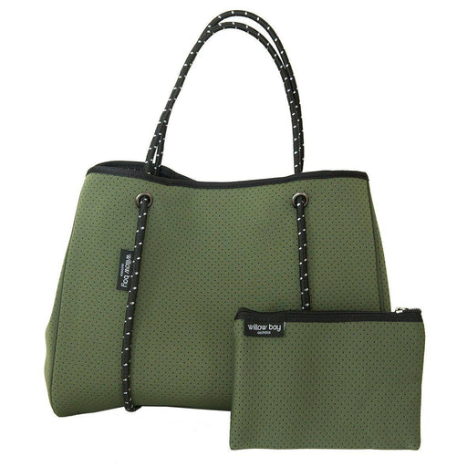 Willow Bay, BDAYDREAMER Neoprene Tote with Closure, Color:KHAKI